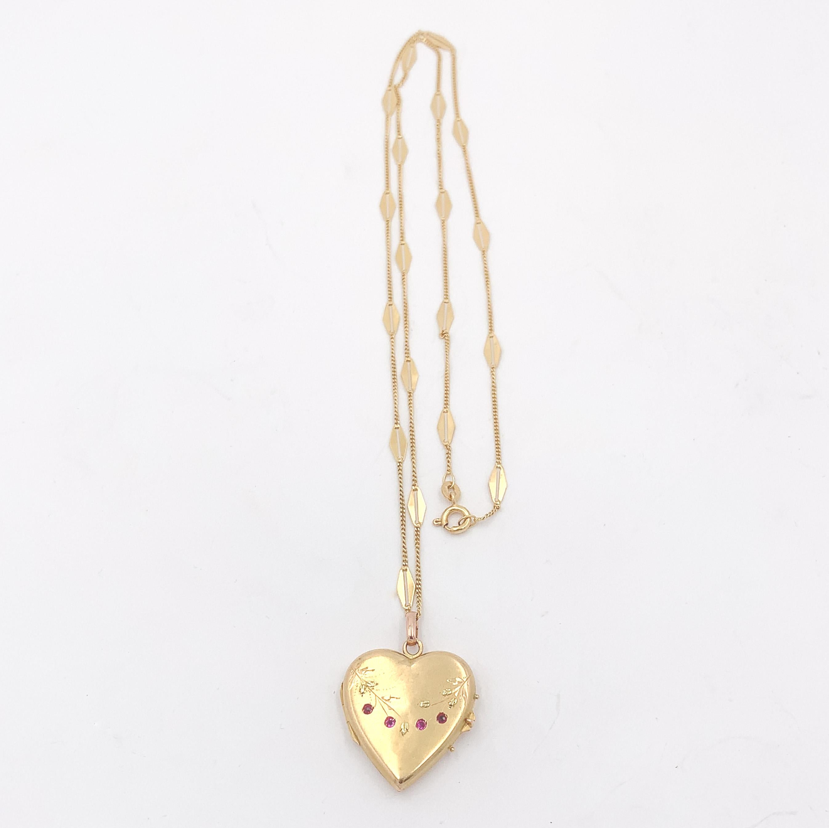 French 18K Rose Gold Heart Shape Locket on 18K Decorative Chain 1