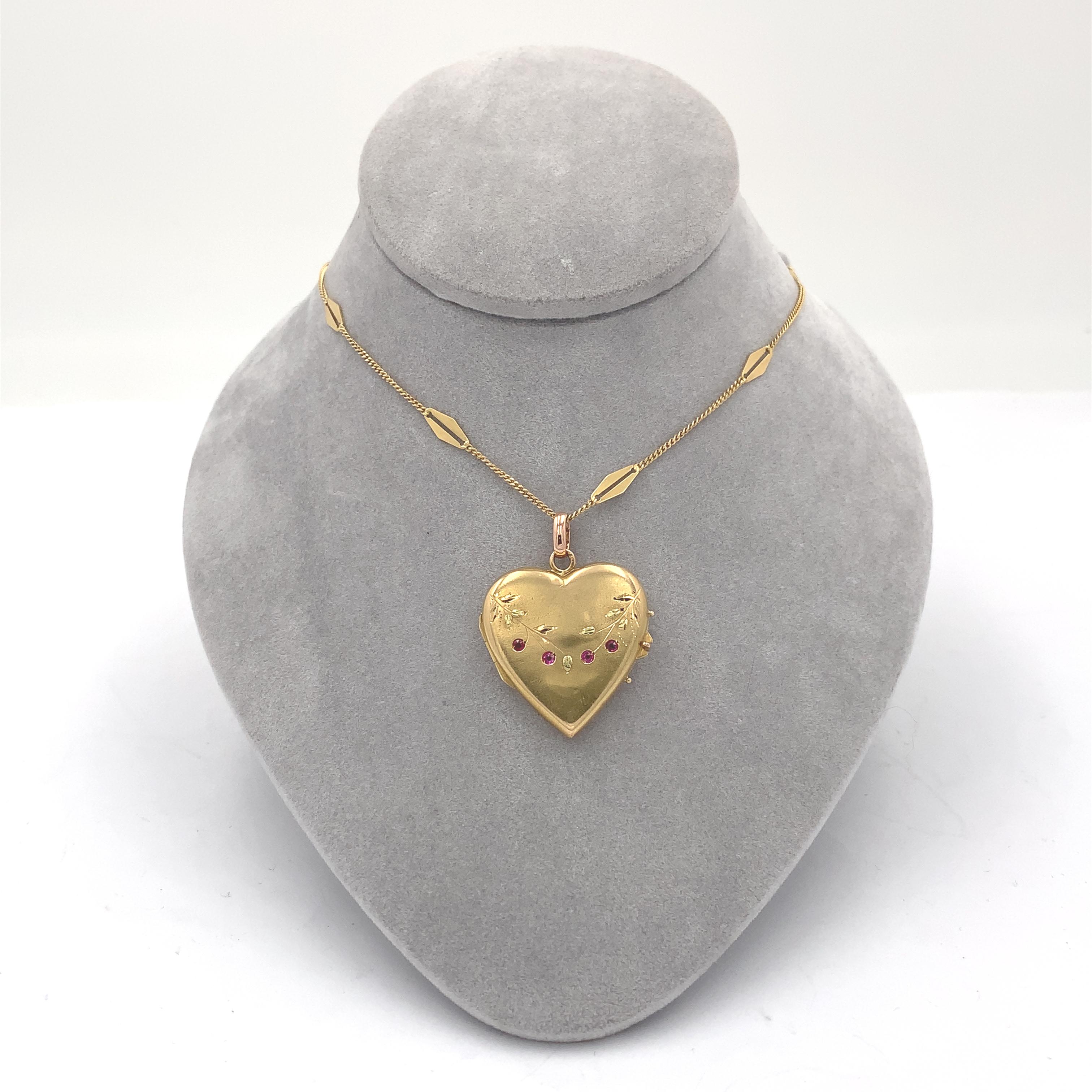 French 18K Rose Gold Heart Shape Locket on 18K Decorative Chain 2