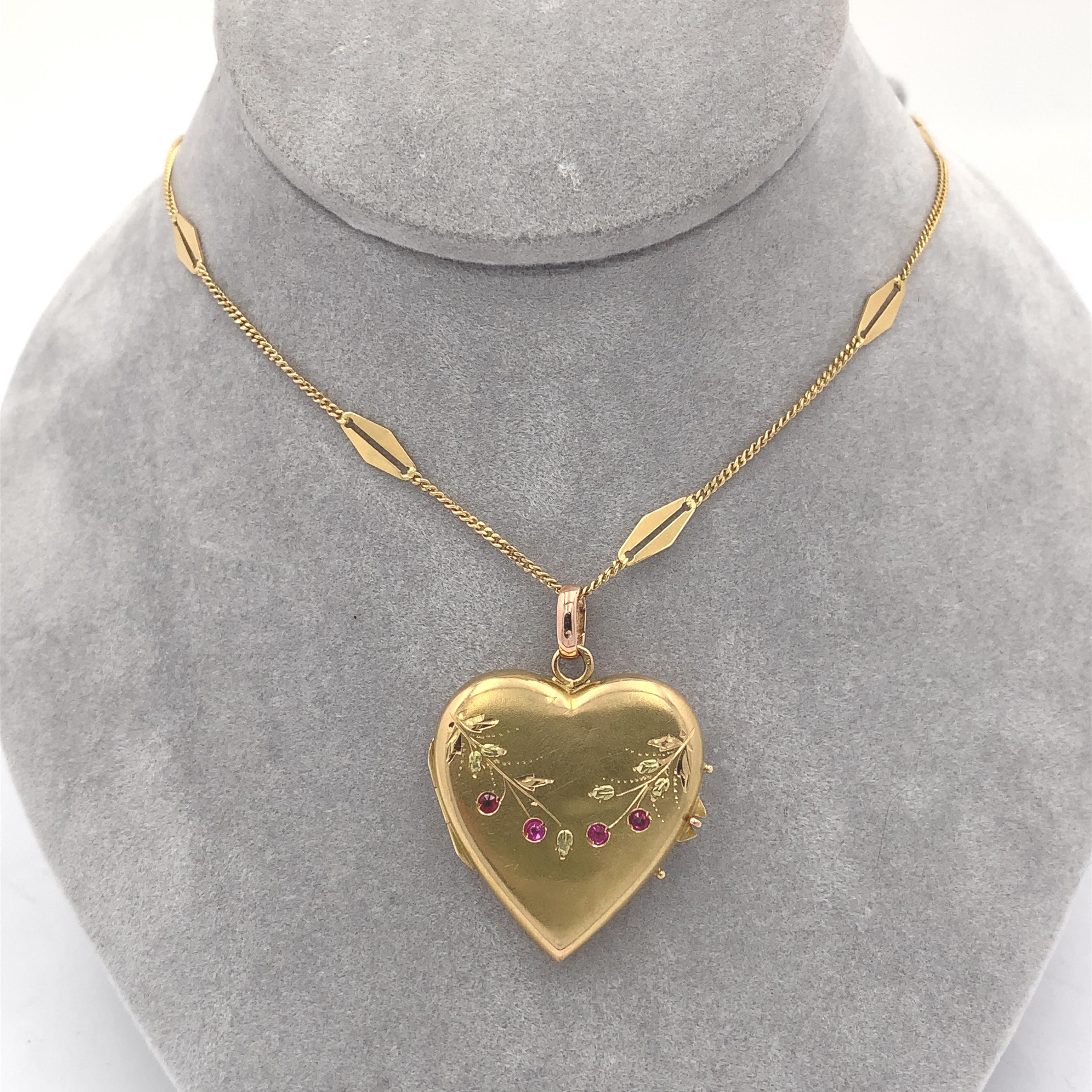 French 18K Rose Gold Heart Shape Locket on 18K Decorative Chain 3