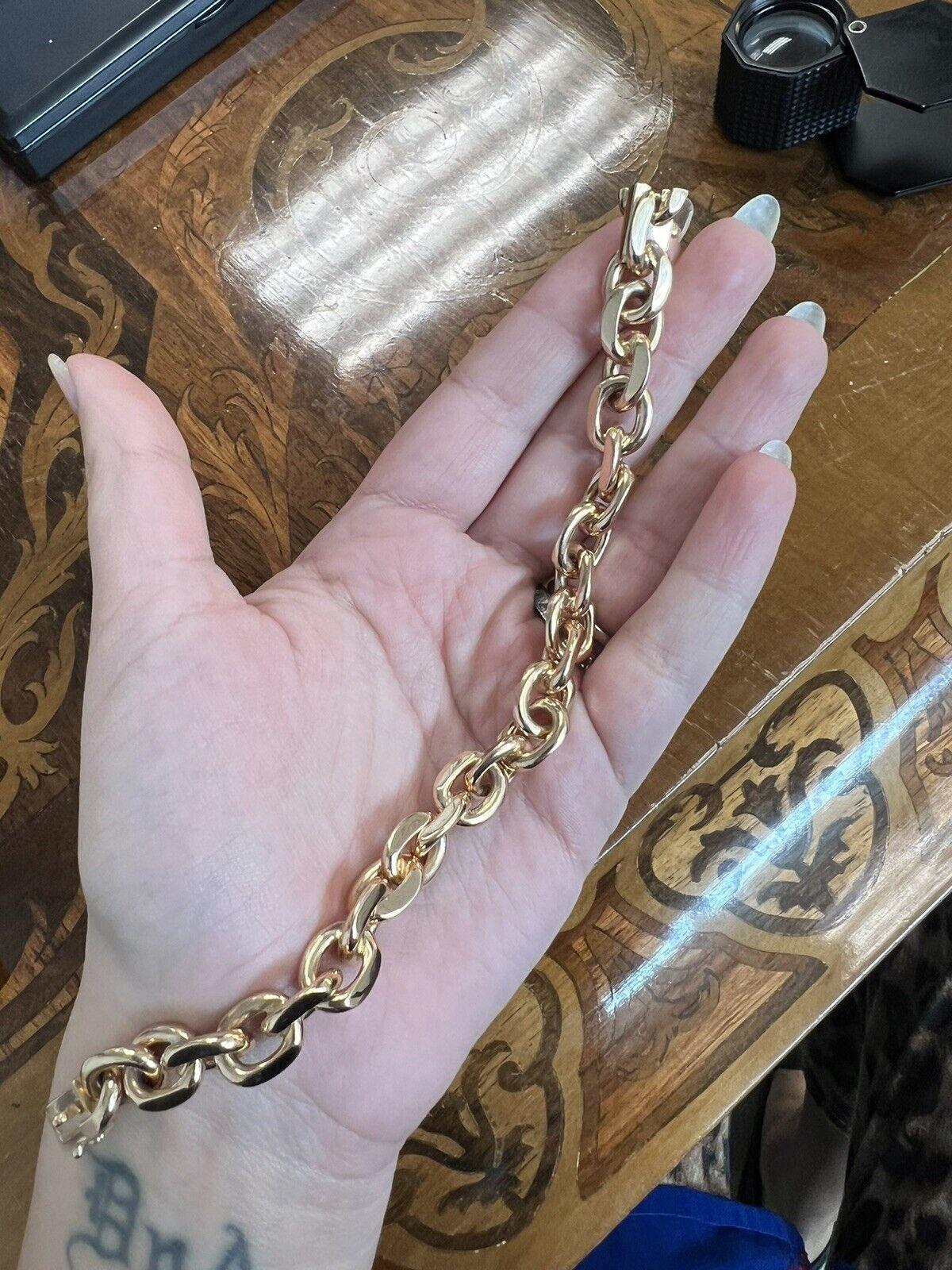 FRENCH 18 Karat Roségold Oval Gliederarmband Vintage Circa 1970er Jahre 72 Gramm für Damen oder Herren