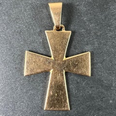 French 18K Rose Gold Tapered Arms Cross Pendant