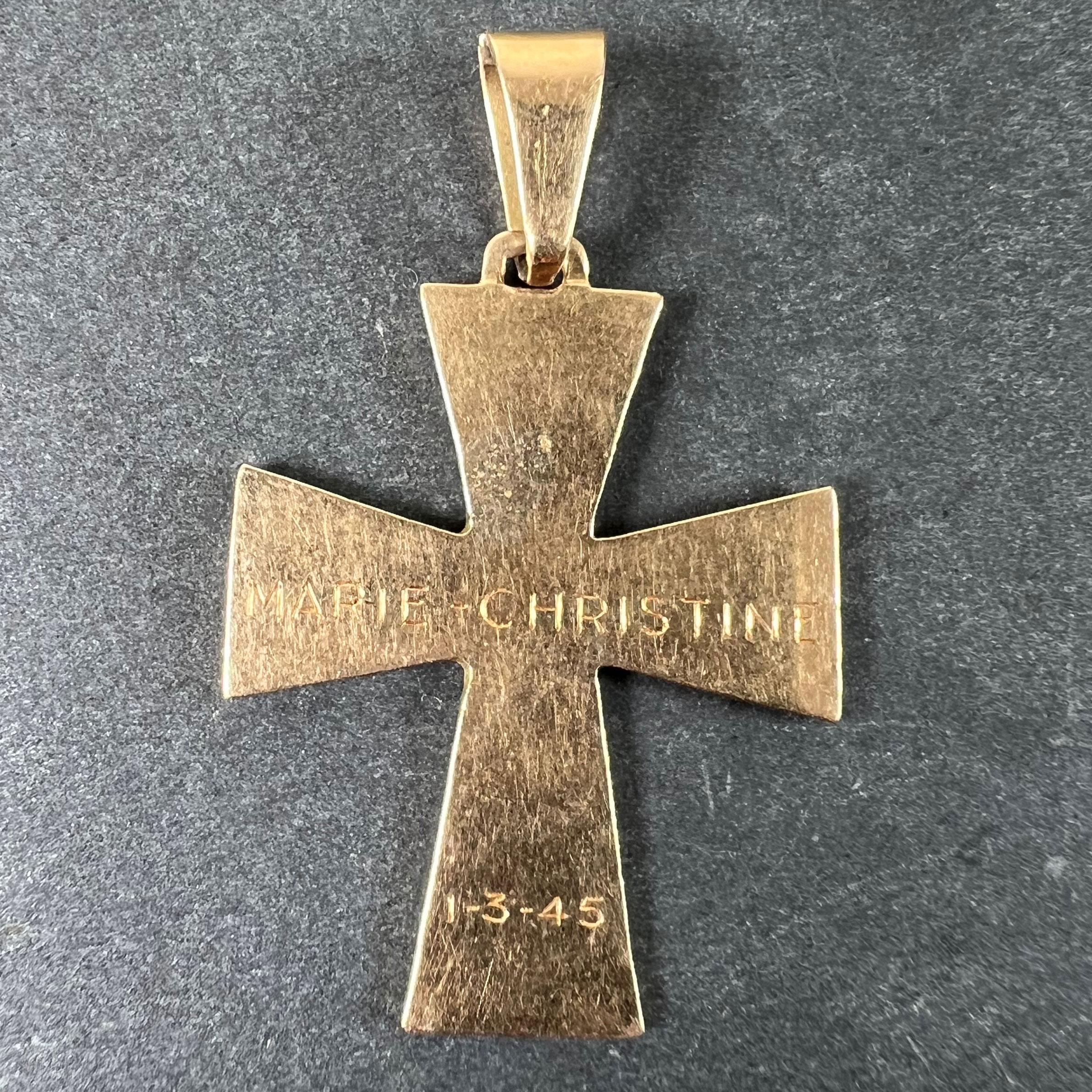 Ciondolo francese a forma di croce con bracci affusolati in oro rosa 18 carati In condizioni buone in vendita a London, GB