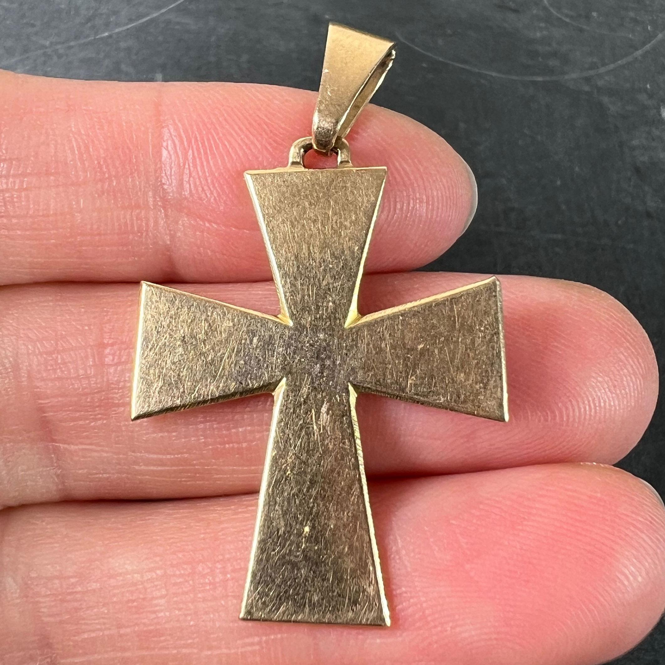 Ciondolo francese a forma di croce con bracci affusolati in oro rosa 18 carati in vendita 1