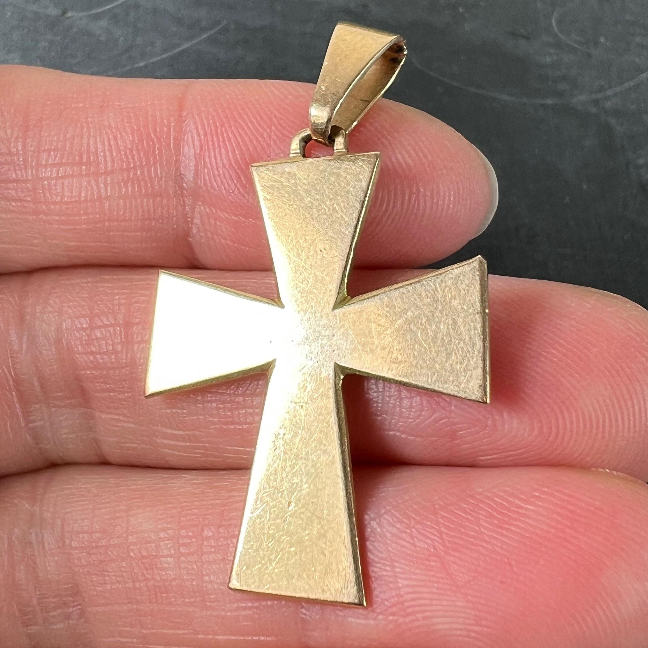 Ciondolo francese a forma di croce con bracci affusolati in oro rosa 18 carati in vendita 2