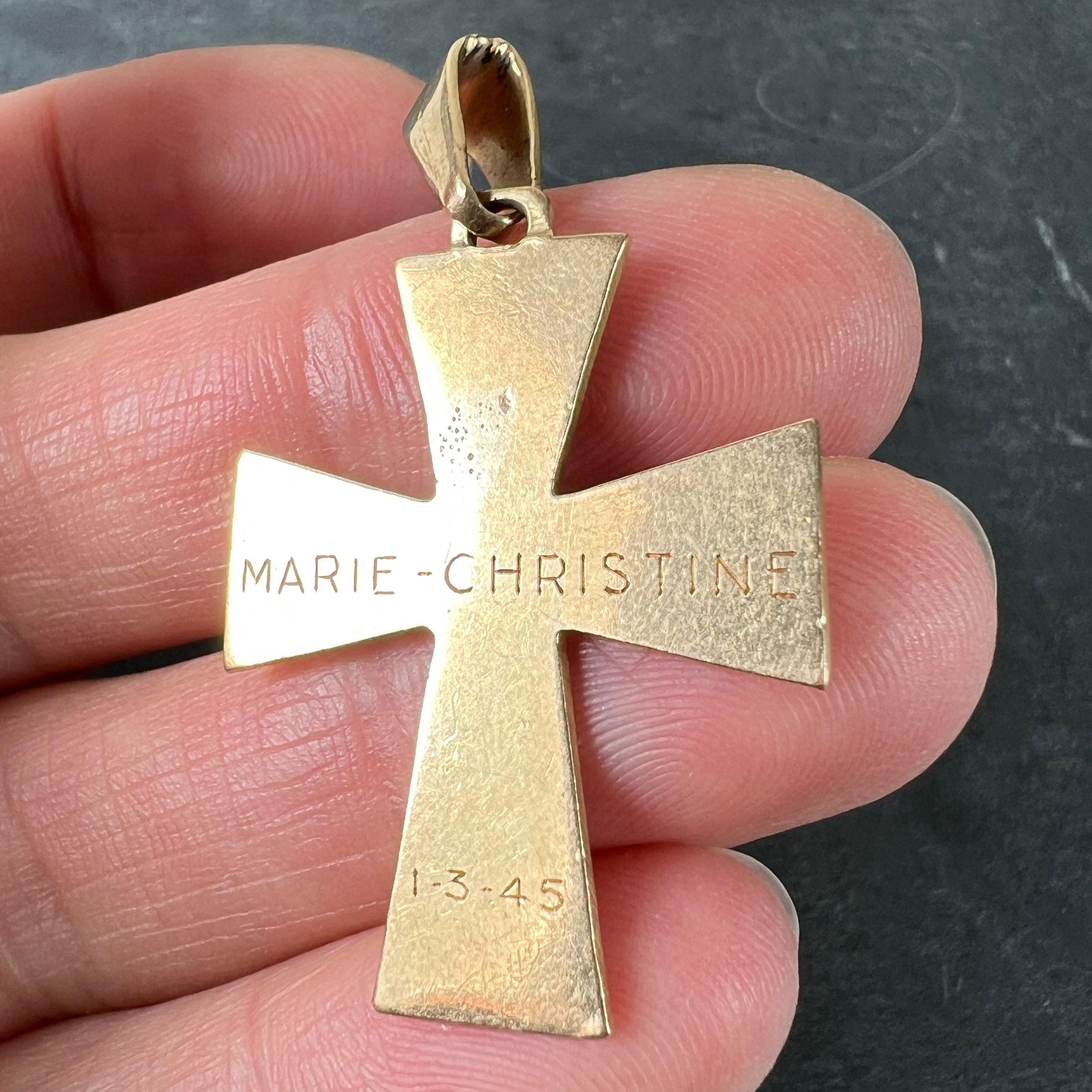 Ciondolo francese a forma di croce con bracci affusolati in oro rosa 18 carati in vendita 3