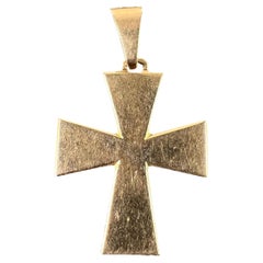 Ciondolo francese a forma di croce con bracci affusolati in oro rosa 18 carati