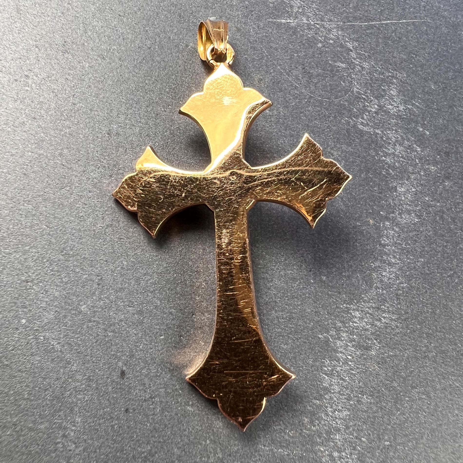 Pendentif croix en perles en or rose jaune 18K Bon état - En vente à London, GB