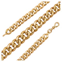French 18k solid gold Antique Necklace - Choker Sautoir - dog clasp - Curb chain