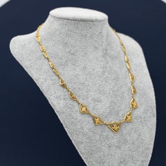 French 18k solid gold Art Nouveau Necklace - Filigree Victorian drapery collar