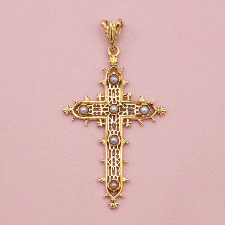 Pendentif Croix De Communion Religieuse Catholique Vintage - Occasion Bon état | Bijou De Foi Français