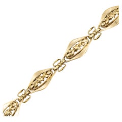 French 18k solid gold floral chain bracelet - 1940's romantic sautoir bracelet