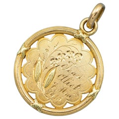 French 18K solid gold pendant - Campagne war charm - Lily - Antique, Art Nouveau