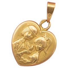 French 18K solid gold pendant - Les Amoureux de Peynet - Love charm