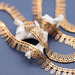 French 18k solid rose gold Necklace - Snake chain - Cleopatra collar - 1950's