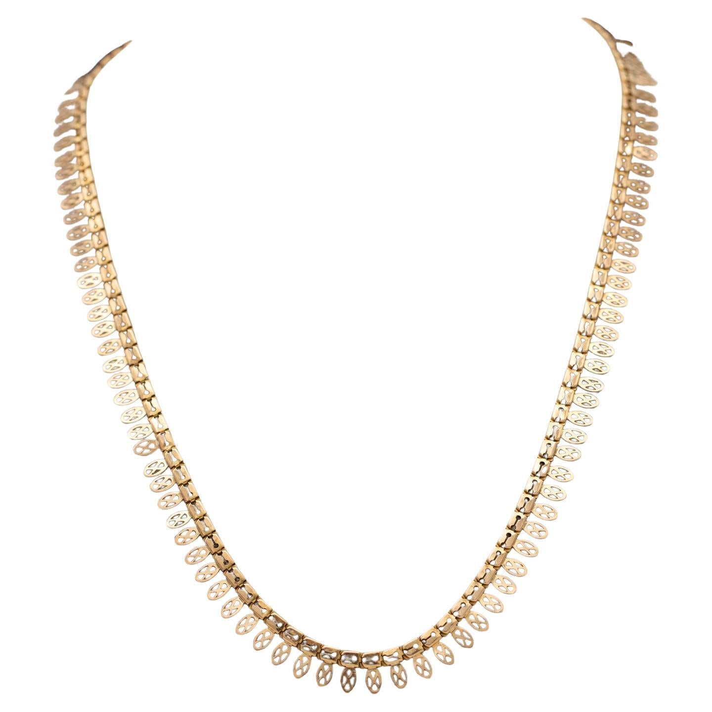 French 18k solid rose gold Necklace - Snake chain - Cleopatra collar - 1950's