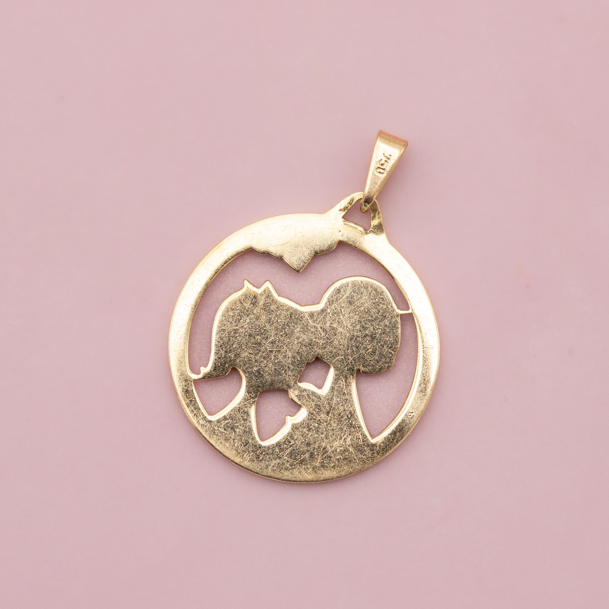 French 18K Vintage Les Amoureux de Peynet pendant - 18 karat solid gold love 4