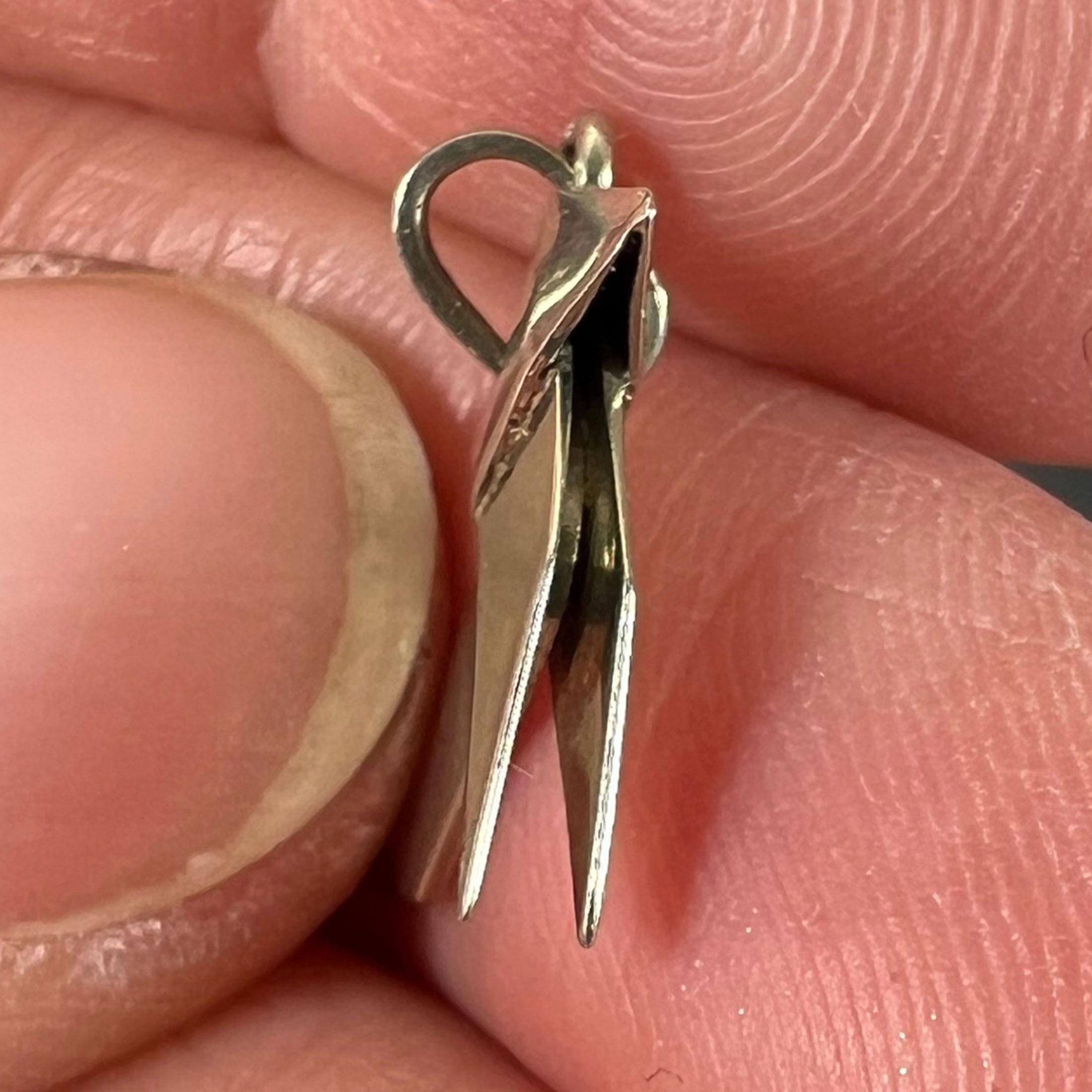 French 18K White Gold Origami Bird Charm Pendant For Sale 3