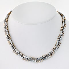 French 18K Yellow And White Gold 32.00 Carat Diamond Necklace