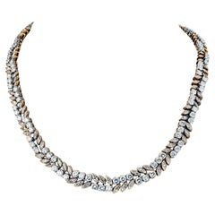 French 18K Yellow And White Gold 32.00 Carat Diamond Necklace