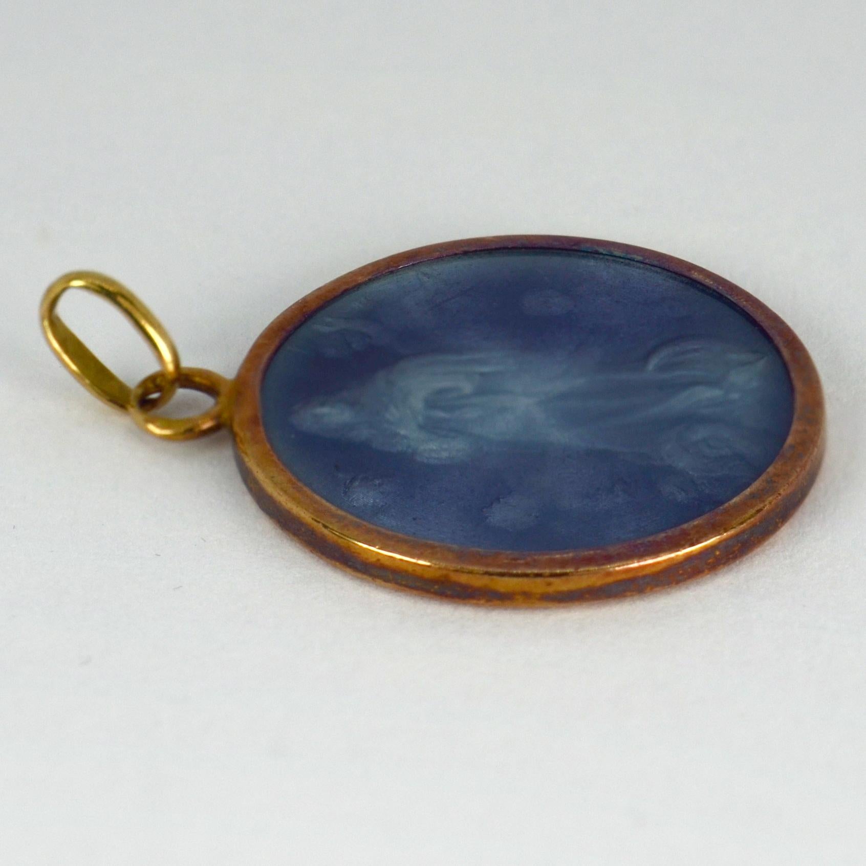 blue virgin mary pendant