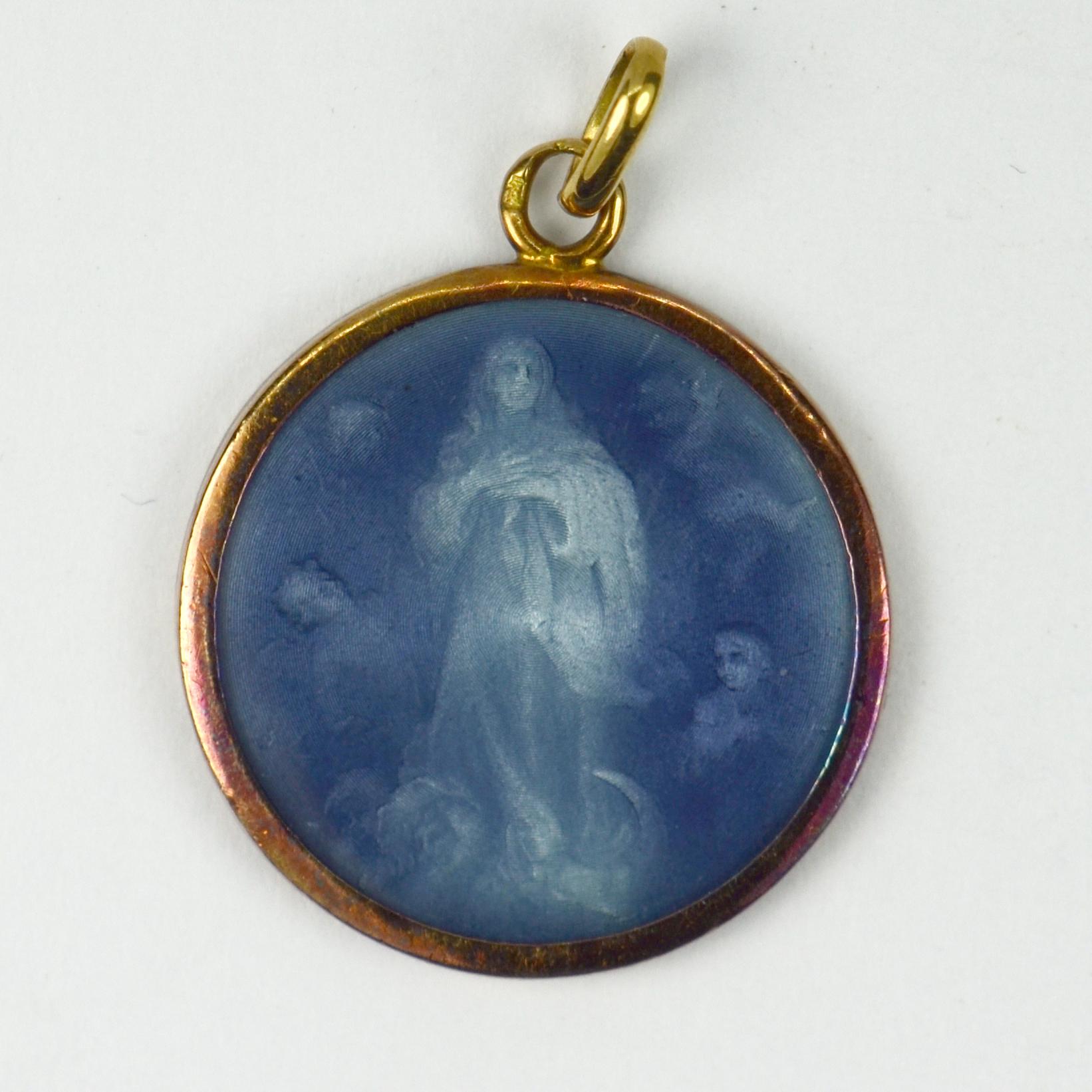 blue virgin mary necklace