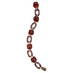 Bracelet à maillons en or jaune 18k et cornaline Art Déco 1930s