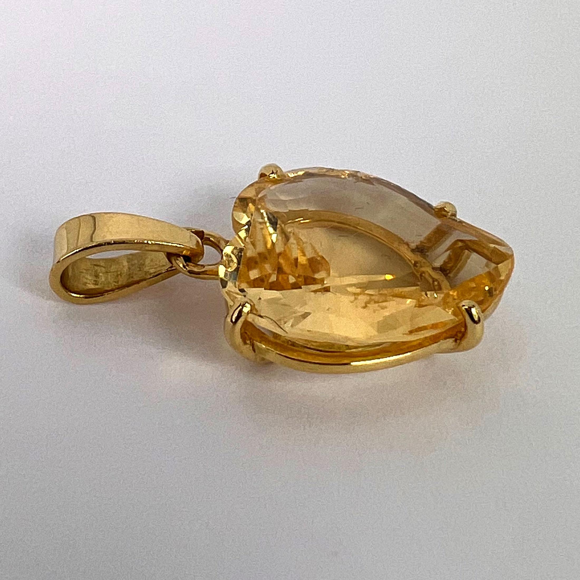 French 18k Yellow Gold Citrine Witch's Heart Charm Pendant For Sale 10
