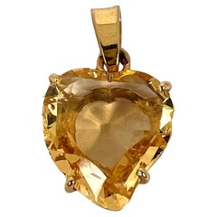 French 18k Yellow Gold Citrine Witch's Heart Charm Pendant