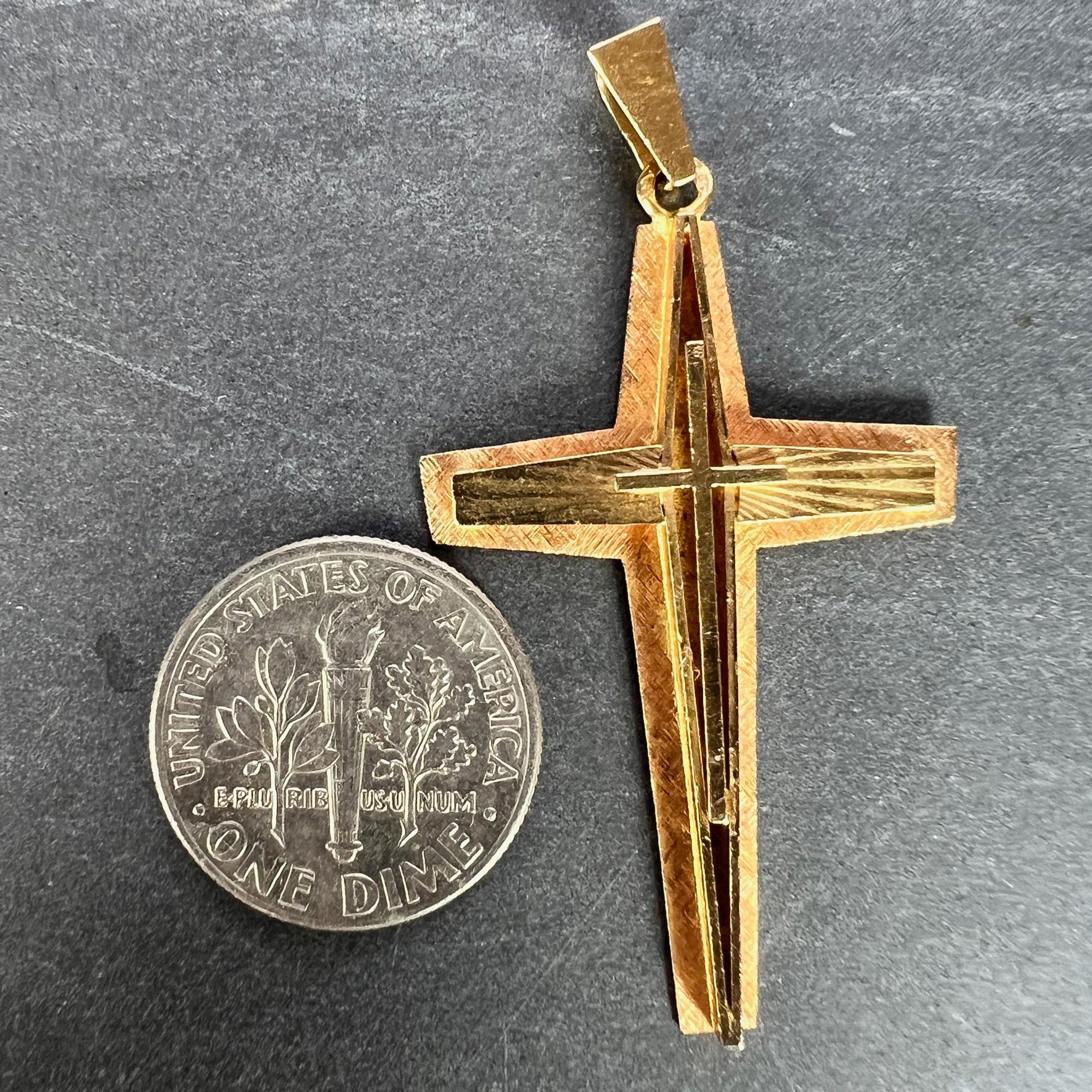 French 18K Yellow Gold Cross Pendant For Sale 6