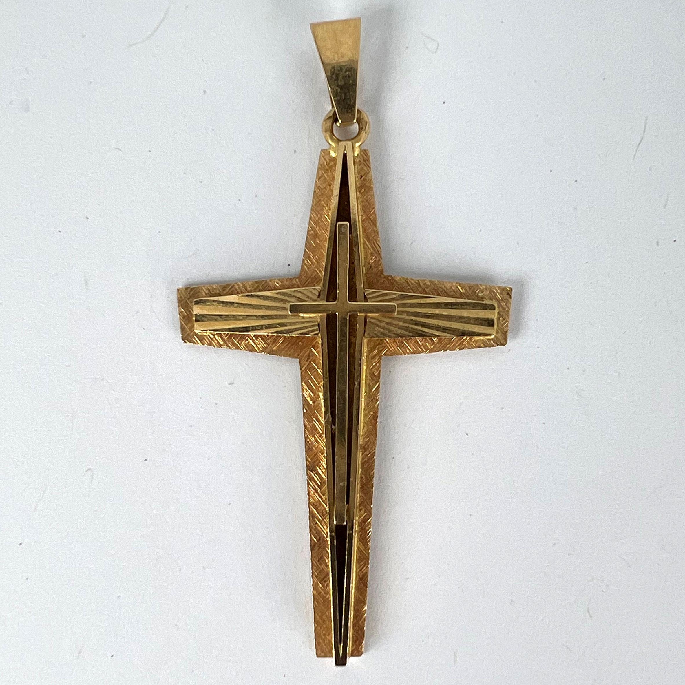 French 18K Yellow Gold Cross Pendant For Sale 7