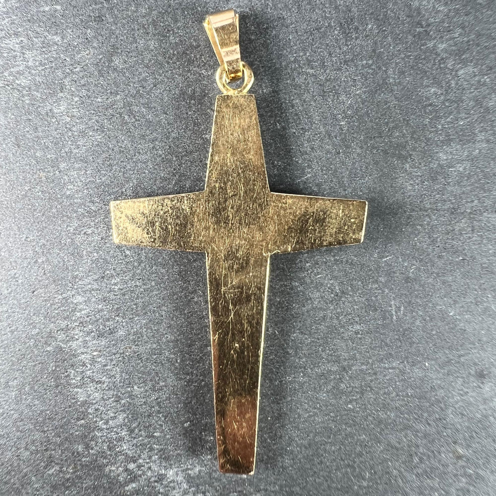 French 18K Yellow Gold Cross Pendant In Good Condition For Sale In London, GB
