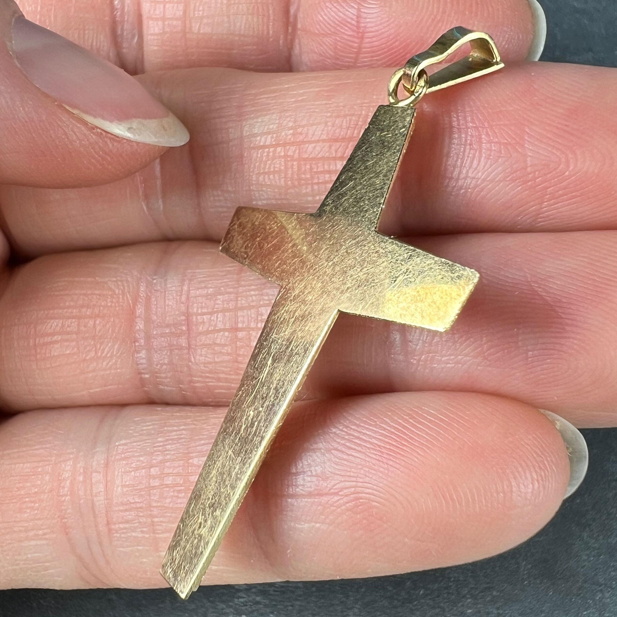 French 18K Yellow Gold Cross Pendant For Sale 4
