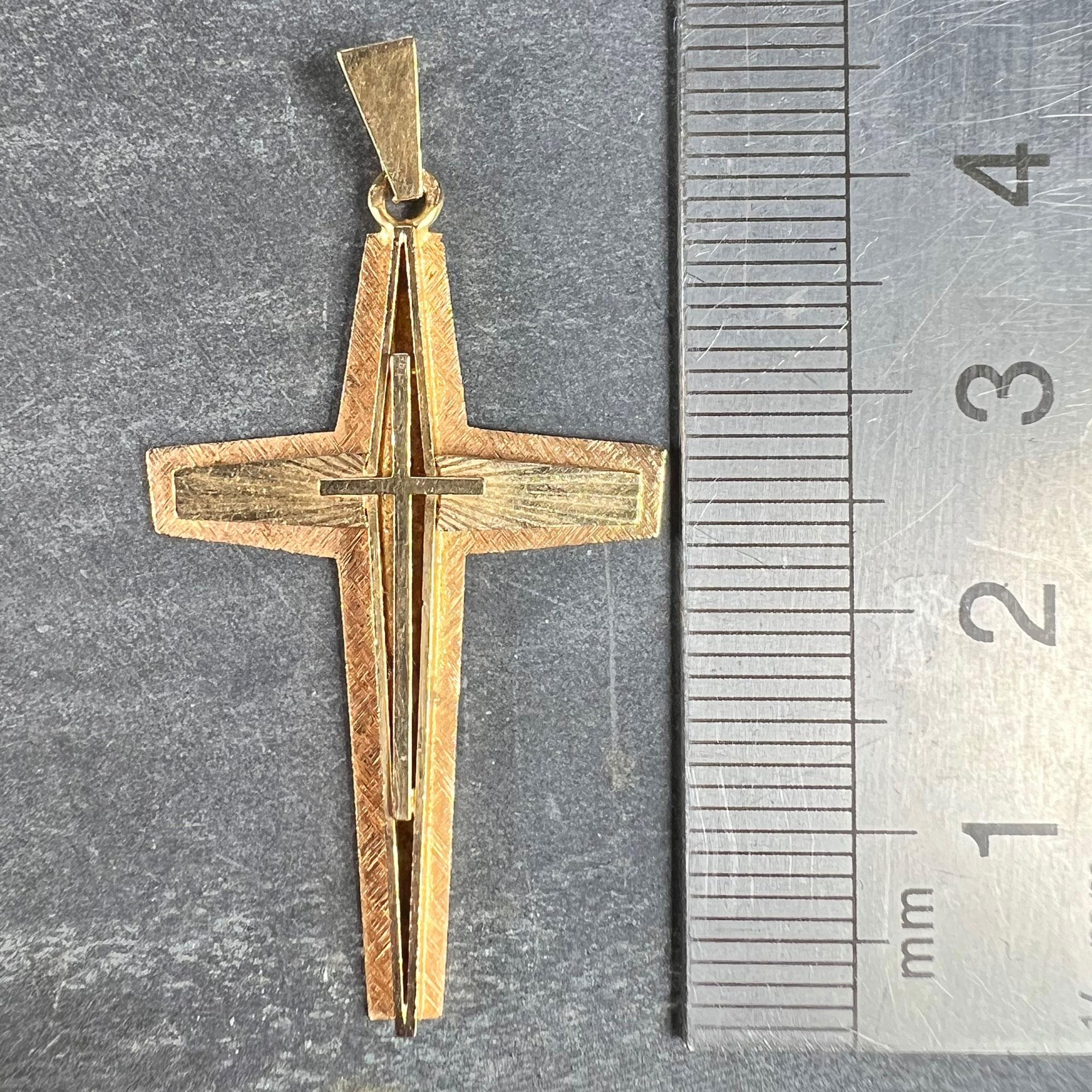 French 18K Yellow Gold Cross Pendant For Sale 5