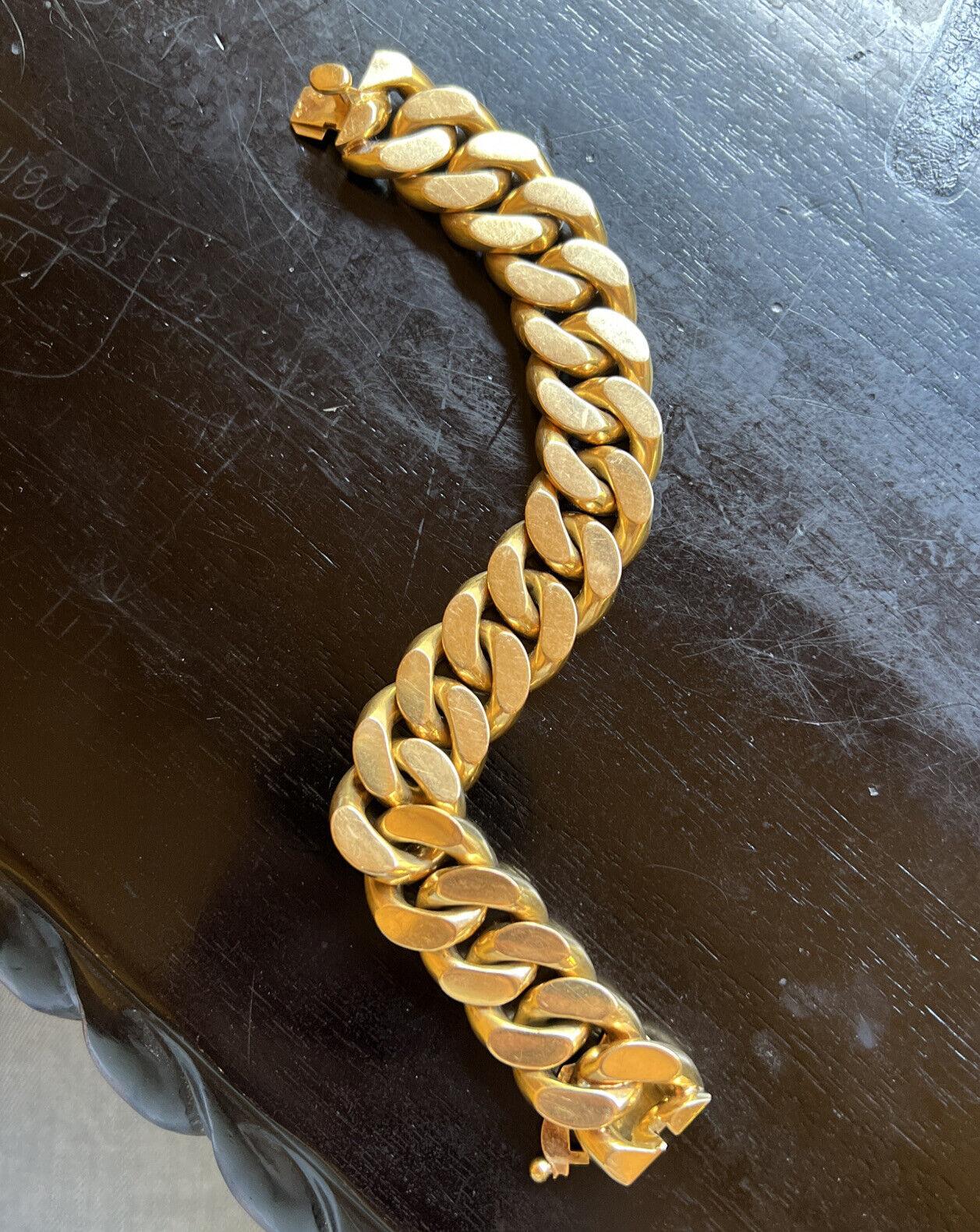 French 18k Yellow Gold Curb Link Bracelet Circa 1970s Vintage 2