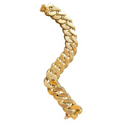 French 18k Yellow Gold Curb Link Bracelet Circa 1970s Vintage