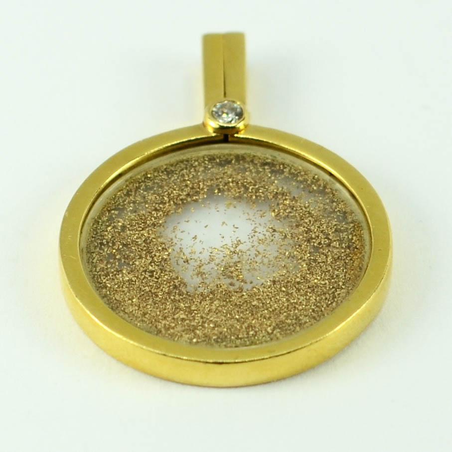 French 18 Karat Yellow Gold Diamond Gold Dust Pendant by Sylvain 1