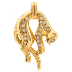 Französischer Panther-Anhänger aus 18k Gelbgold mit Diamanten