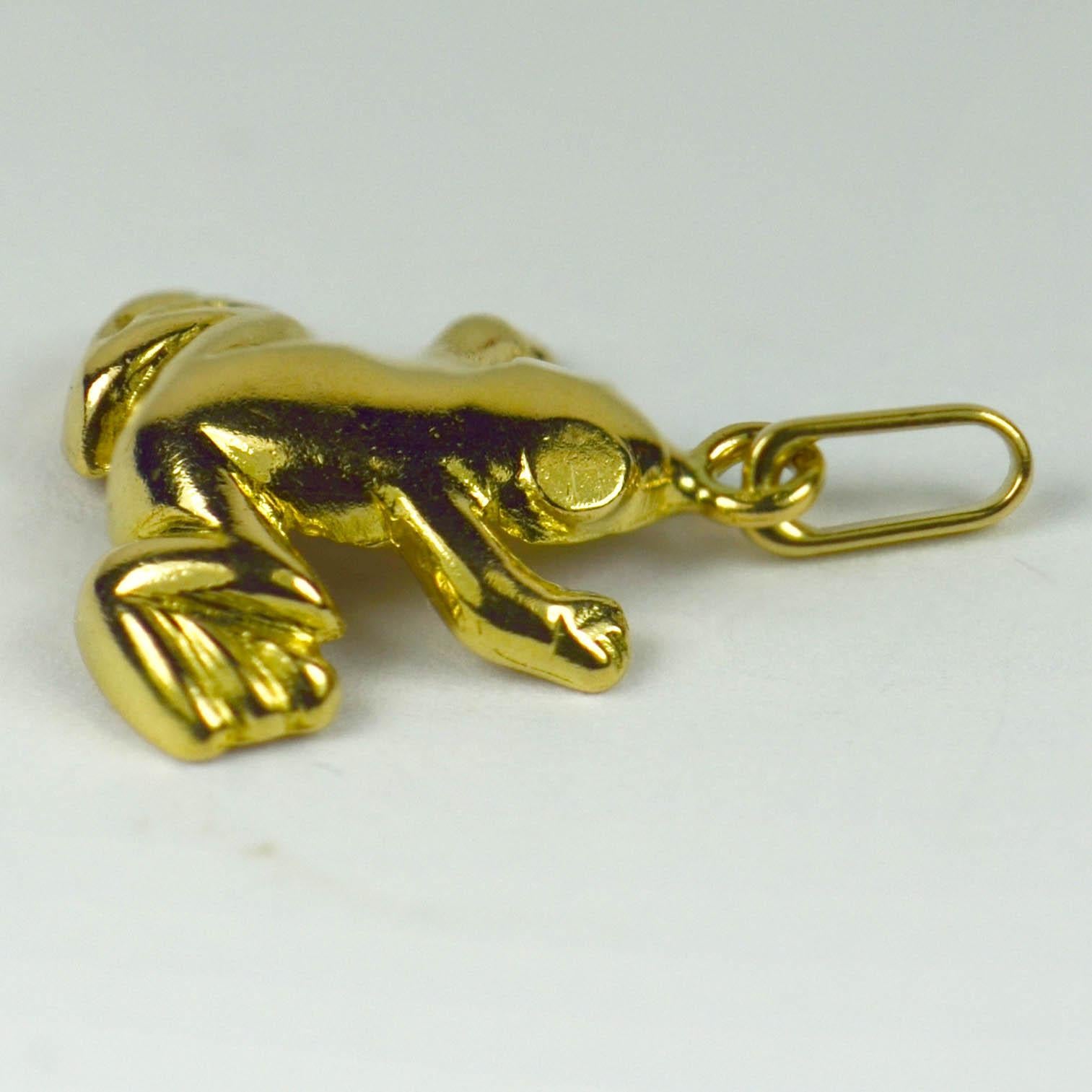 French 18 Karat Yellow Gold Frog Charm Pendant In Good Condition In London, GB