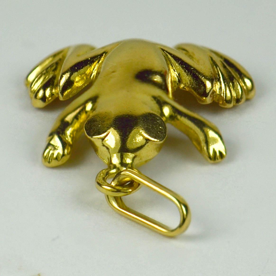 Women's or Men's French 18 Karat Yellow Gold Frog Charm Pendant