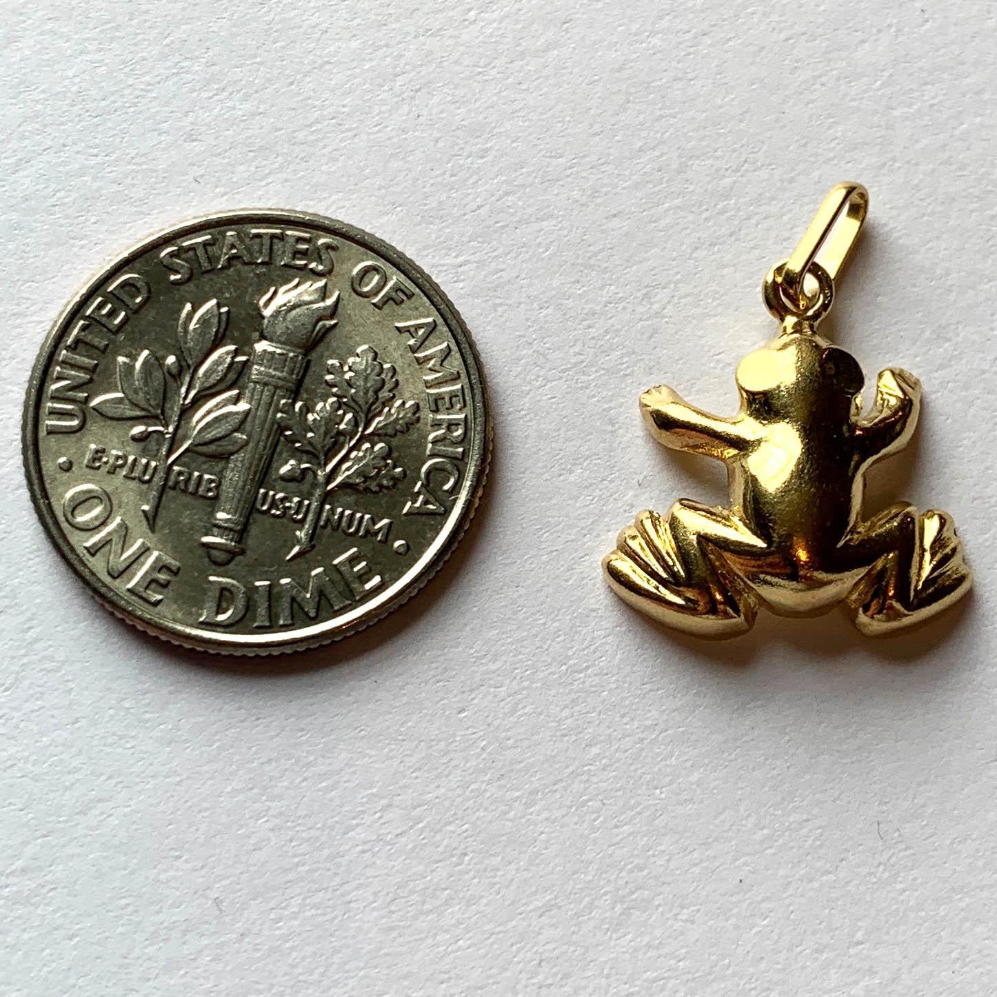 French 18 Karat Yellow Gold Frog Charm Pendant 4