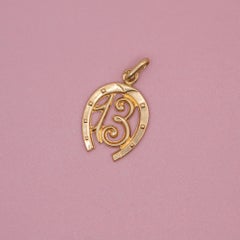 French 18K Yellow Gold Lucky Number 13 Charm Pendant, Circa 1940