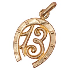 French 18K Yellow Gold Lucky Number 13 Charm Pendant, Circa 1940