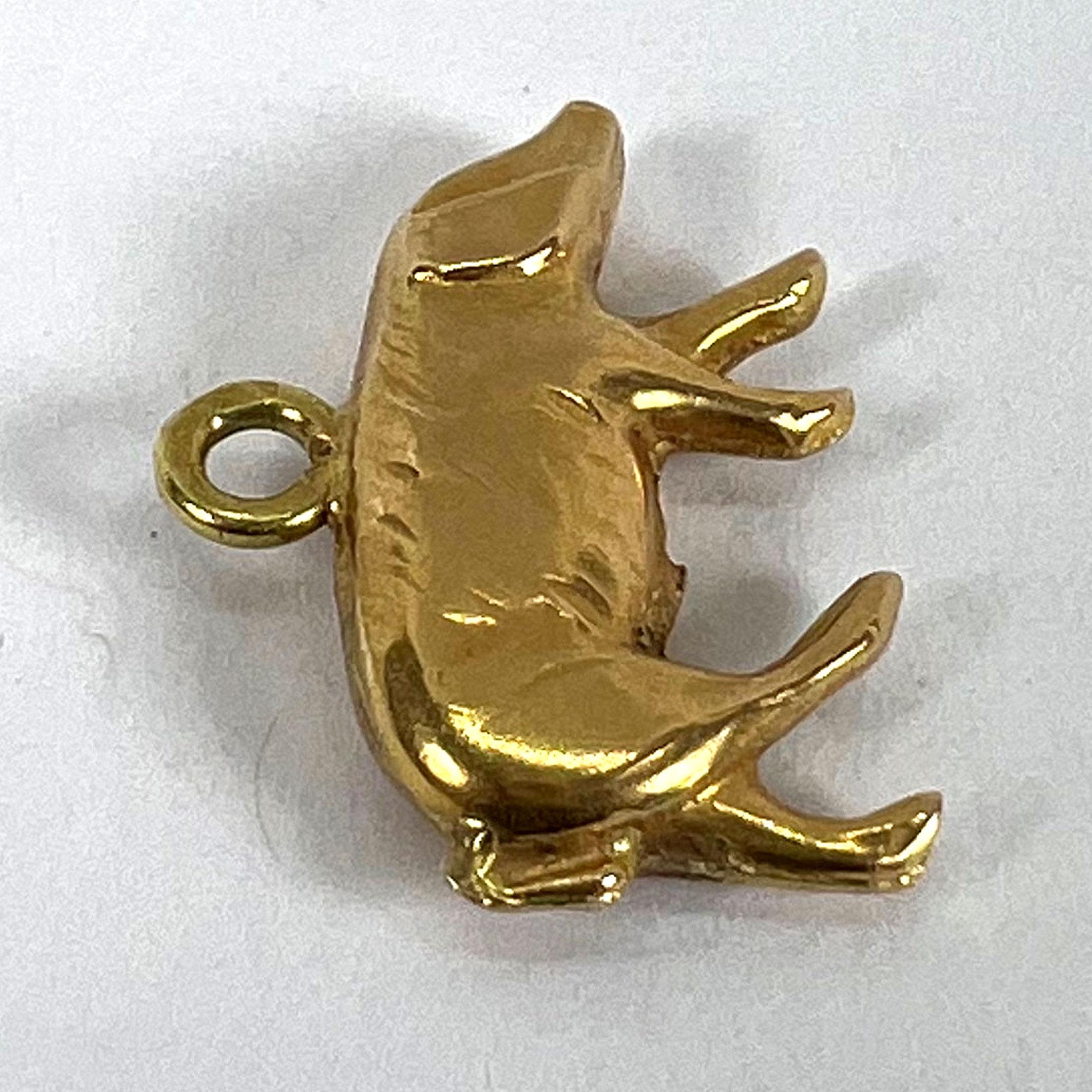 French 18K Yellow Gold Lucky Pig Charm Pendant en vente 10