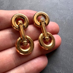 Gemelos franceses de oro amarillo de 18 quilates Mecan Elde círculo hexagonal