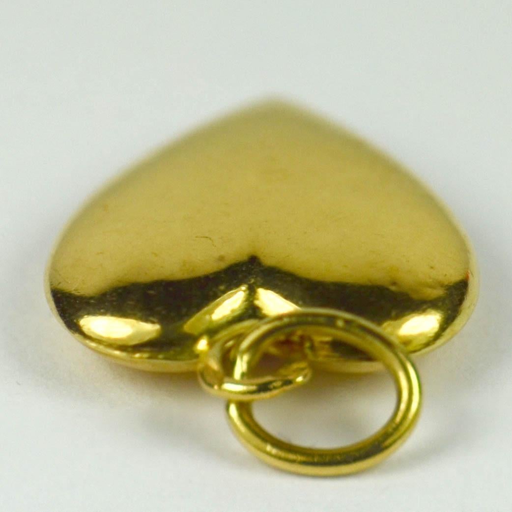 Women's or Men's French 18 Karat Yellow Gold Puffy Heart Charm Pendant