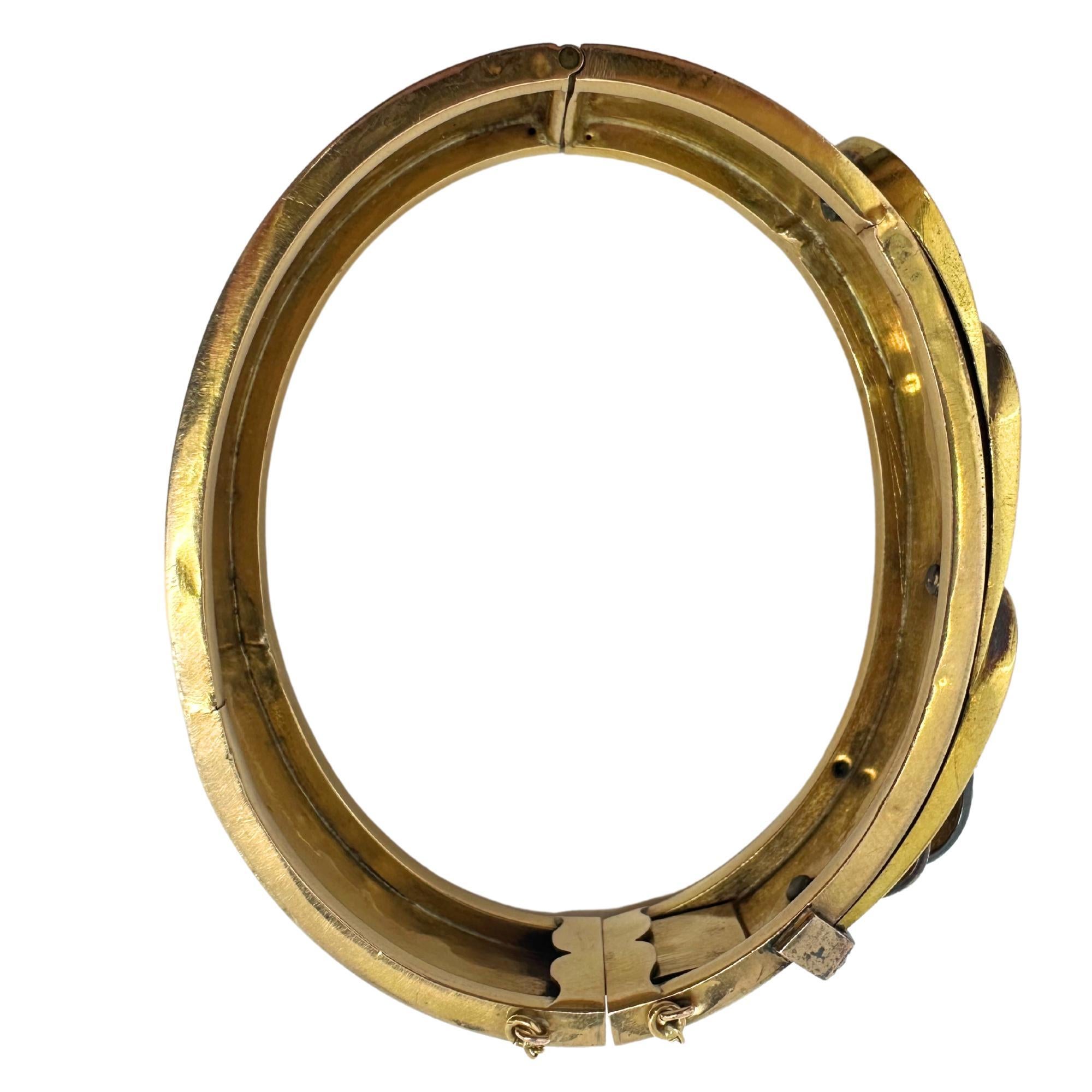 French 18K Yellow Gold Rose Cut Diamond Bangle For Sale 5