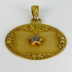 French 18 Karat Yellow Gold Rose Cut Diamond Lucky Star Charm Pendant