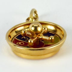 French 18K Yellow Gold Roulette Wheel Charm Pendant