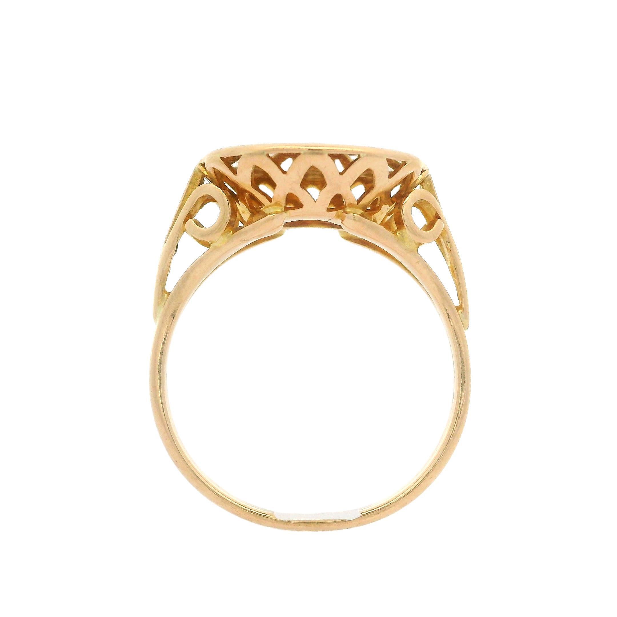 Anillo Francés de Oro Amarillo de 18k con Rubí y Diamante Redondo de la Señal del Amor 4