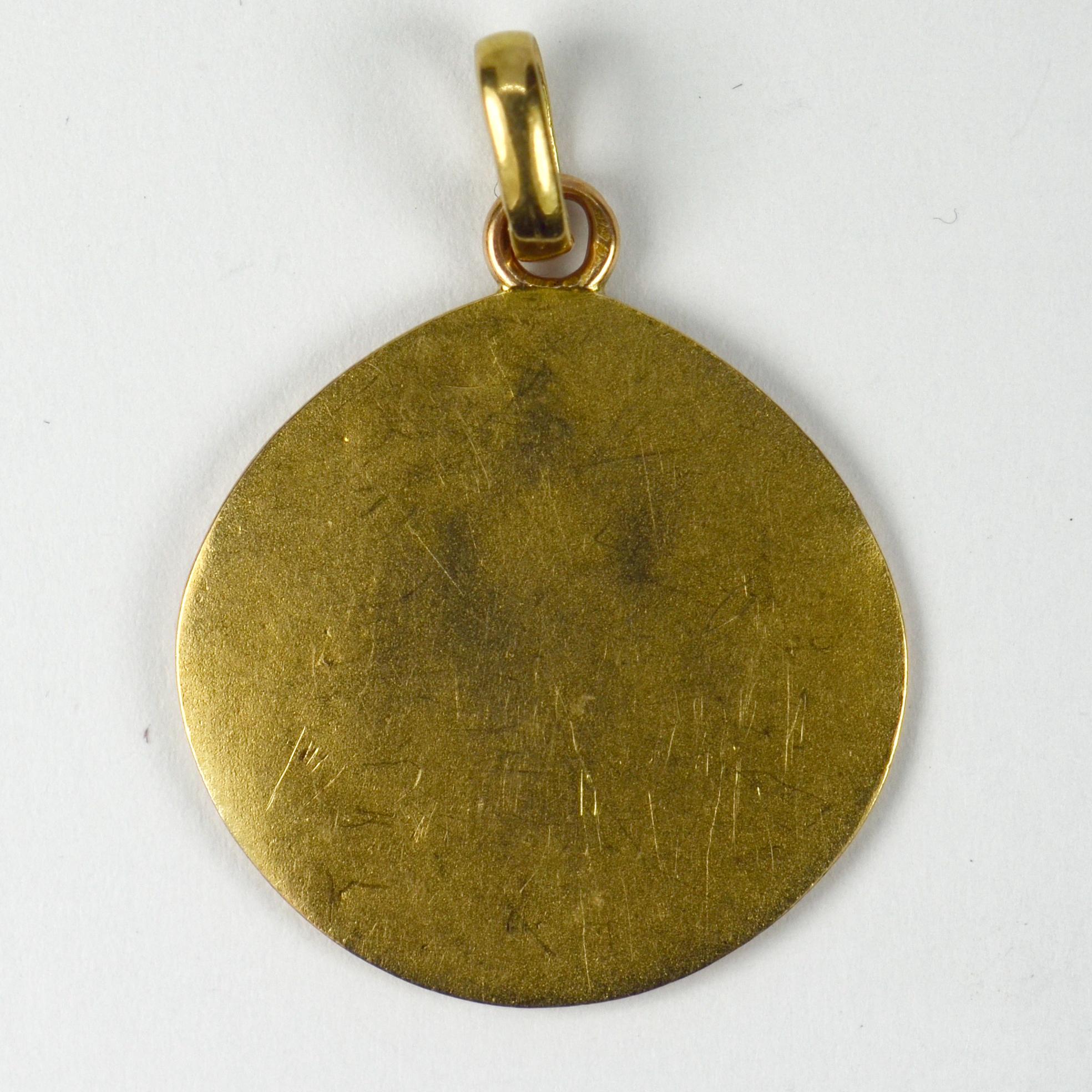 Women's or Men's French 18 Karat Yellow Gold Sacred Mistletoe Charm Pendant Medal